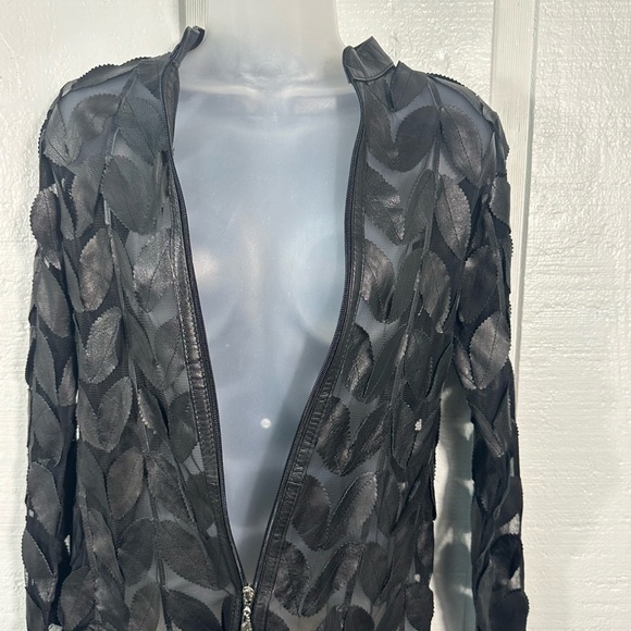 Belgin Francis Black Leather Classic Leaf Jacket Size Small EUC - Picture 4 of 8